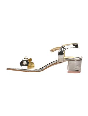 gold faux leather back strap sandals - 15285486 - Standard Image - 2