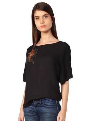 smocked sleeve embroidered top - 15286277 - Standard Image - 2