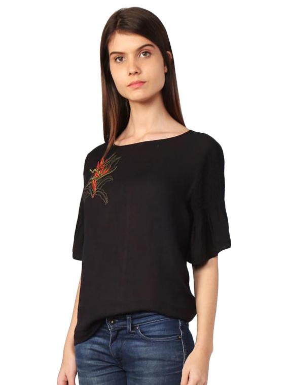 smocked sleeve embroidered top - 15286277 - Zoom Image - 2