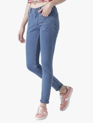 blue denim embellished jeans - 15286572 - Standard Image - 2