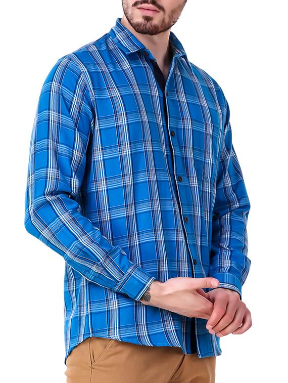 blue cotton casual shirt - 15286646 - Zoom Image - 2