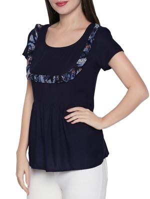navy blue solid viscose top - 15287068 - Standard Image - 2