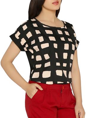 dolman sleeve checkered top - 15288439 - Standard Image - 2