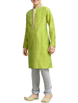 green cotton blend kurta set - 15288503 - Standard Image - 2