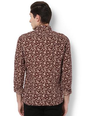 maroon cotton linen casual shirt - 15289129 - Standard Image - 2