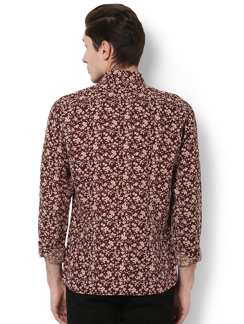 maroon cotton linen casual shirt - 15289129 - Zoom Image - 2
