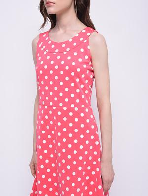 pink polka doted cotton a-line dress - 15289728 - Standard Image - 5