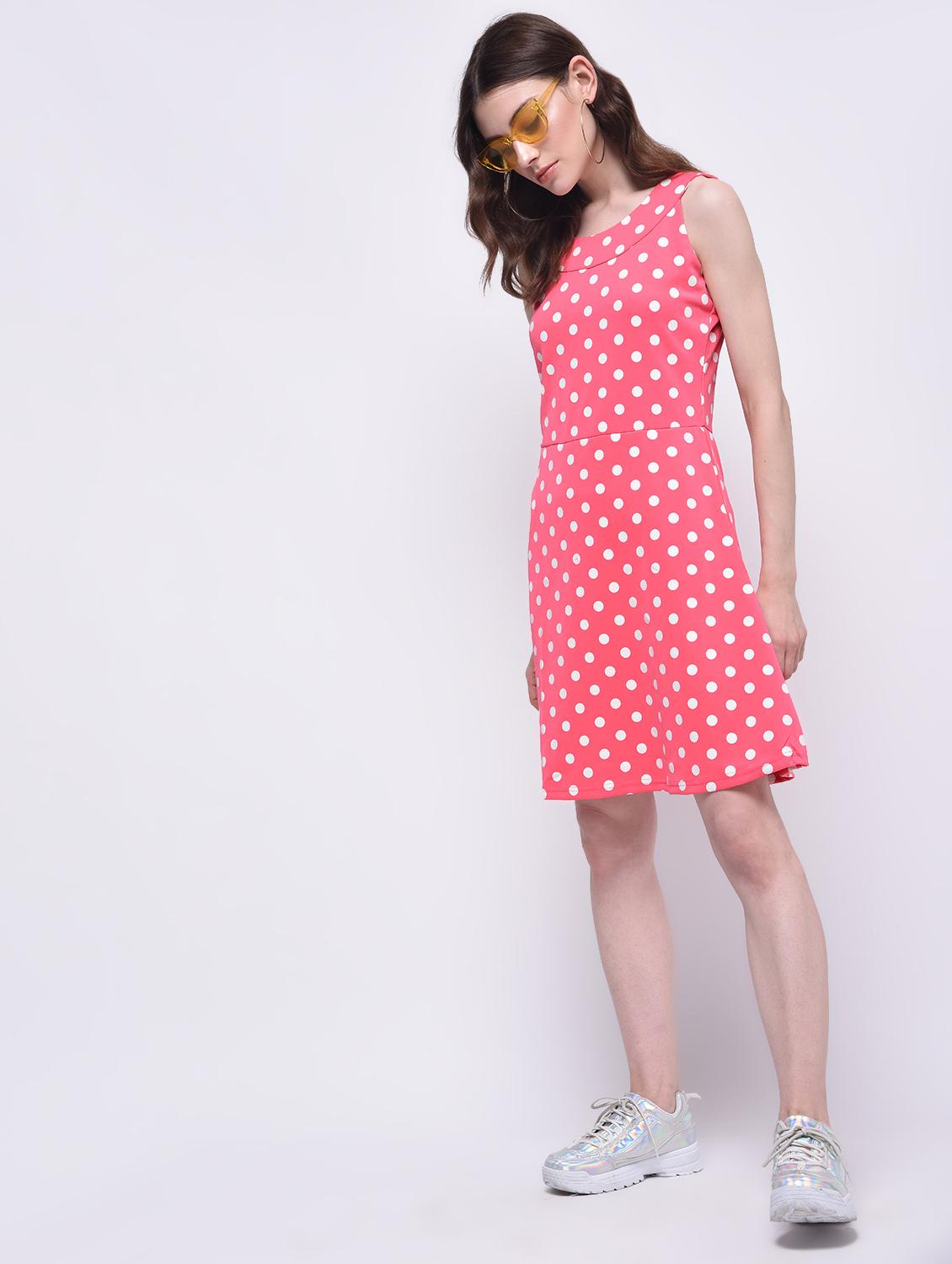 pink polka doted cotton a-line dress - 15289728 - Zoom Image - 2
