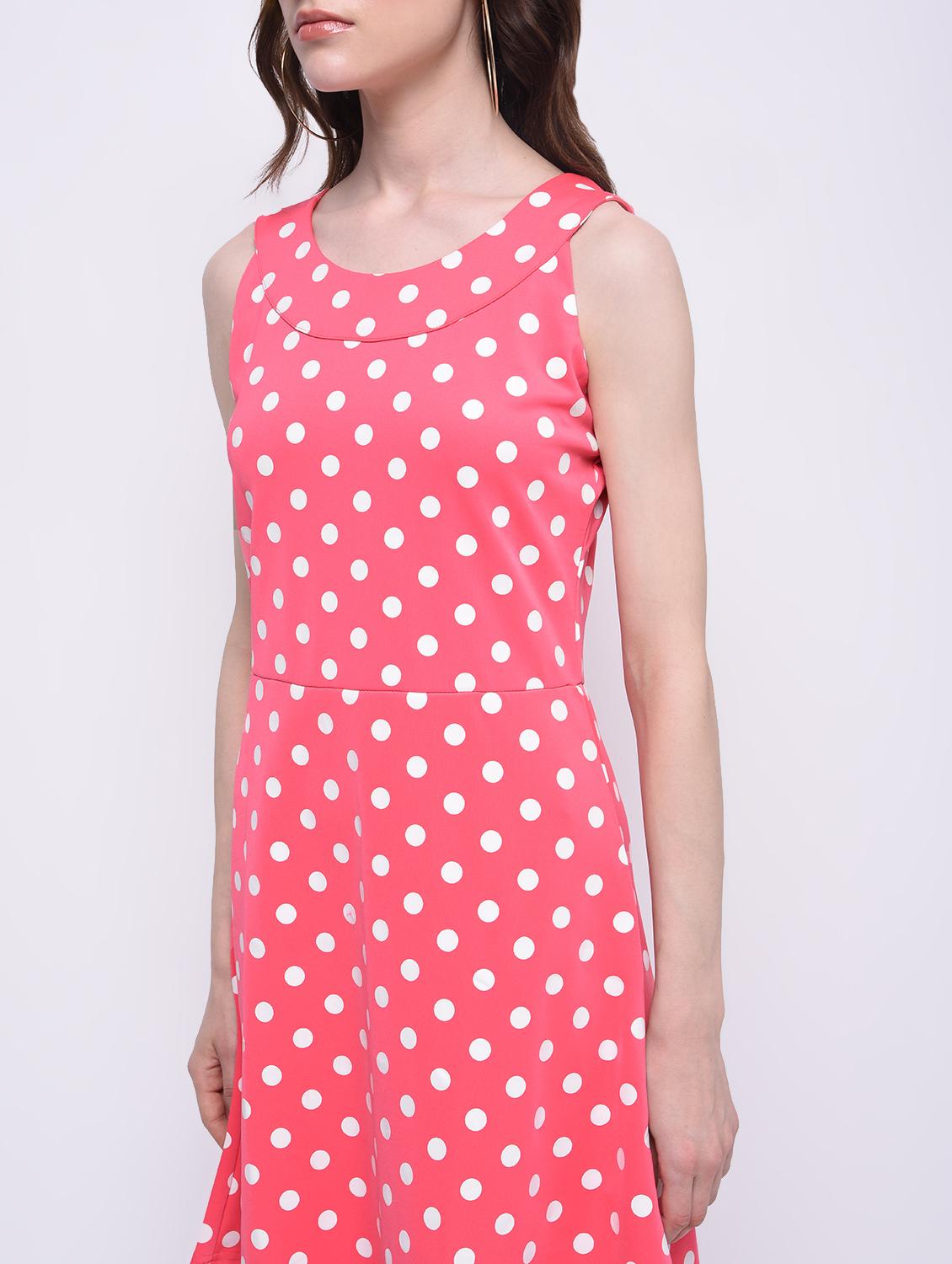pink polka doted cotton a-line dress - 15289728 - Zoom Image - 5