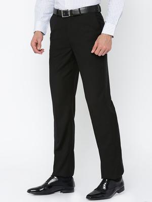 black 100% viscose flat front trousers formal - 15290546 - Standard Image - 2