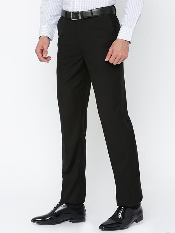 black 100% viscose flat front trousers formal - 15290546 - Zoom Image - 2