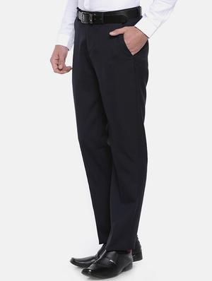 dark blue viscose flat front formal trouser - 15290566 - Standard Image - 2