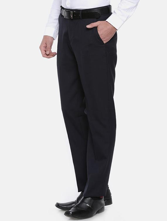 dark blue viscose flat front formal trouser - 15290566 - Zoom Image - 2