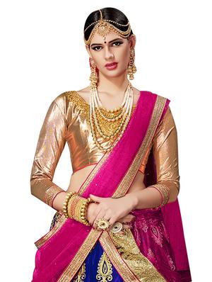 blue embroidered a-line lehenga - 15291189 - Standard Image - 2