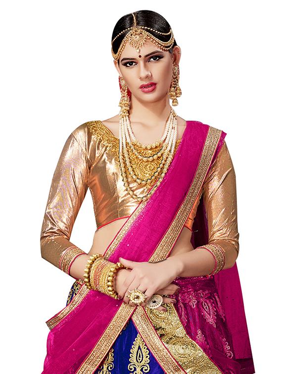 blue embroidered a-line lehenga - 15291189 - Zoom Image - 2