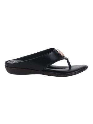 black faux leather flip flops - 15291195 - Standard Image - 2