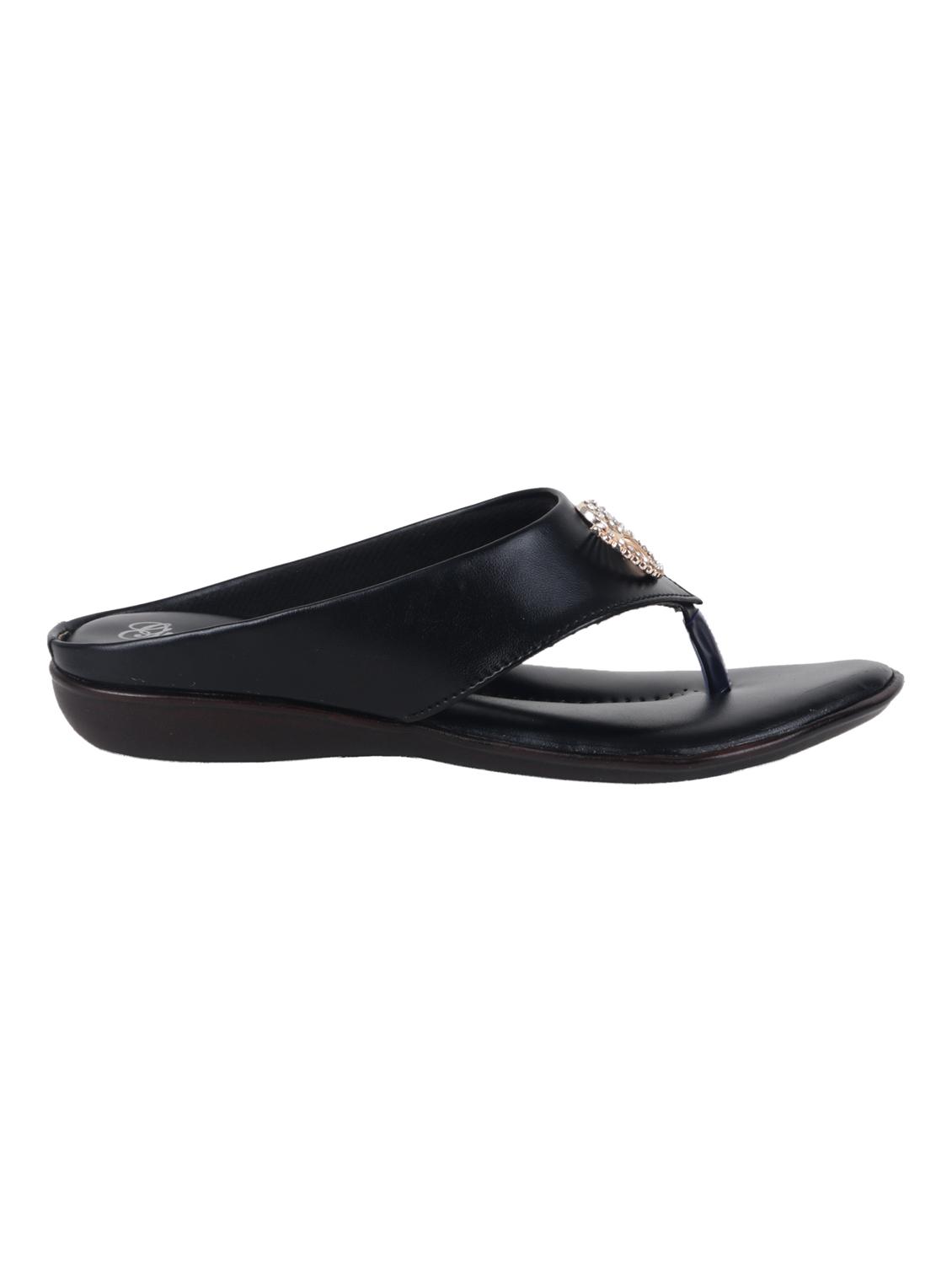 black faux leather flip flops - 15291195 - Zoom Image - 2