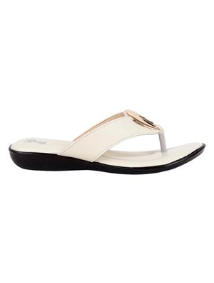white faux leather flip flops - 15291204 - Standard Image - 2