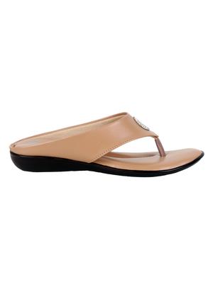 beige faux leather flip flops - 15291215 - Standard Image - 2