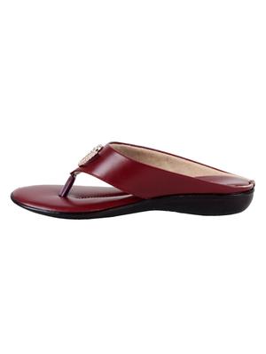 maroon faux leather flip flops - 15291370 - Standard Image - 2