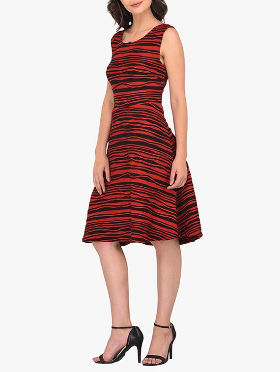 red lycra fit & flare dress - 15291880 - Zoom Image - 2