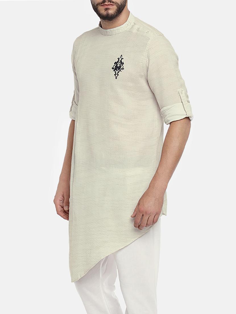 beige cotton kurta pyjama set - 15291891 - Zoom Image - 2