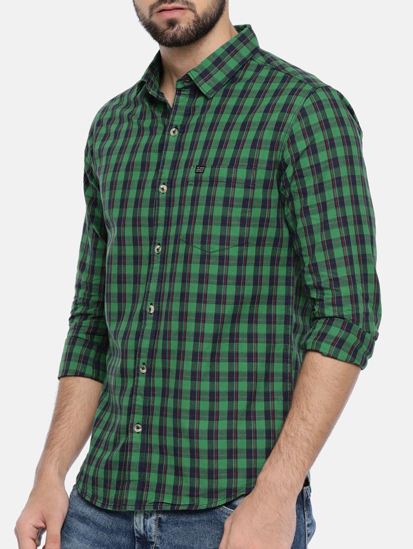 green cotton casual shirt - 15291920 - Zoom Image - 2