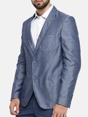 blue cotton single breasted blazer - 15291952 - Standard Image - 2