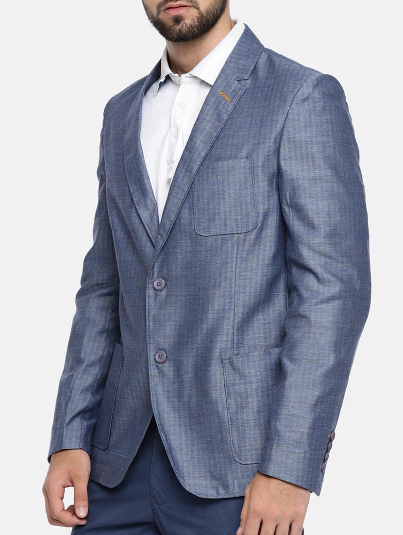blue cotton single breasted blazer - 15291952 - Zoom Image - 2