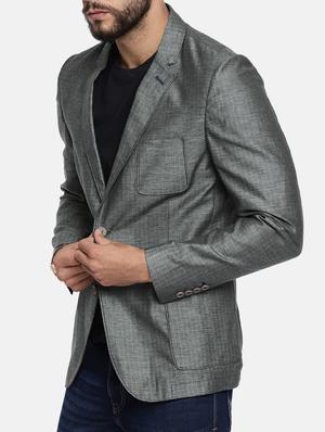 grey cotton single breasted blazer - 15291953 - Standard Image - 2