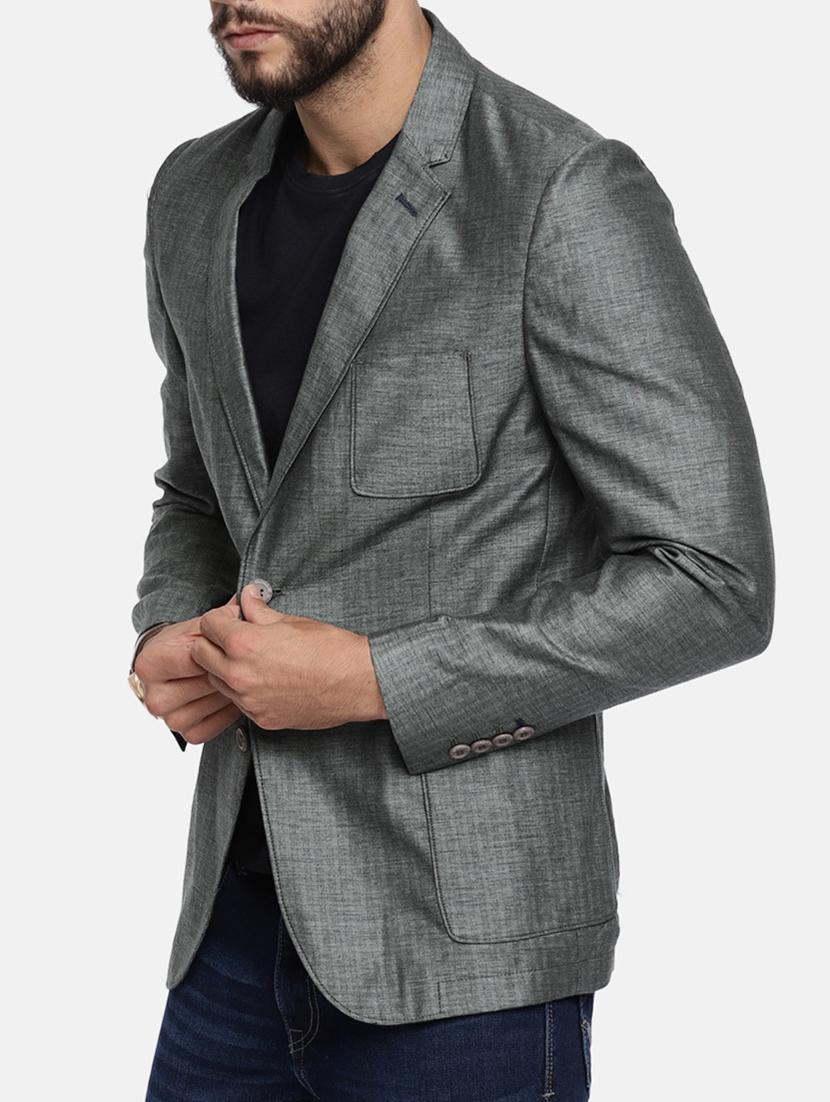 grey cotton single breasted blazer - 15291953 - Zoom Image - 2