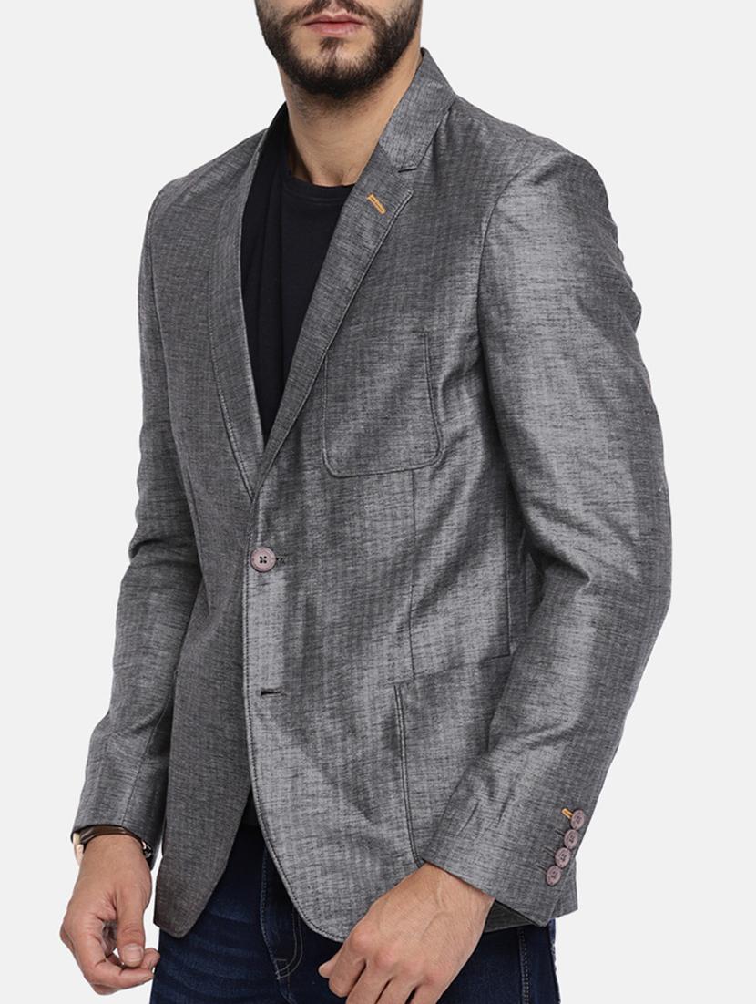 grey cotton single breasted blazer - 15291954 - Zoom Image - 2