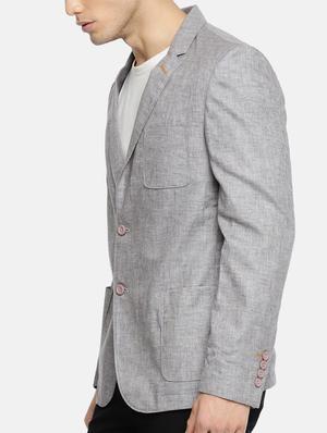 grey cotton single breasted blazer - 15291955 - Standard Image - 2