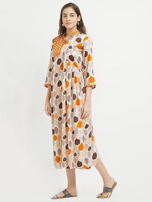 beige rayon fusion kurta - 15291967 - Standard Image - 2