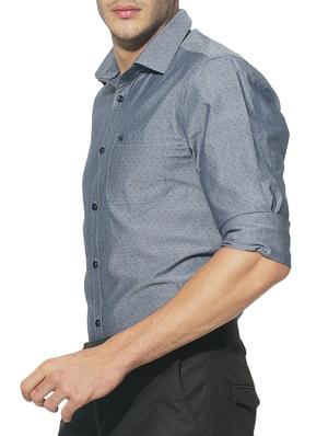 blue cotton casual shirt - 15292787 - Standard Image - 2