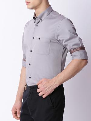 grey cotton formal shirt - 15292789 - Standard Image - 2