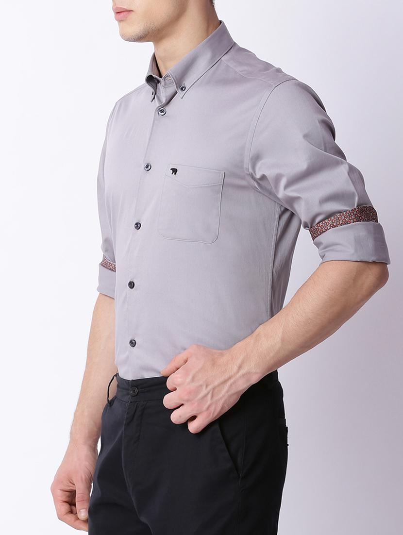 grey cotton formal shirt - 15292789 - Zoom Image - 2