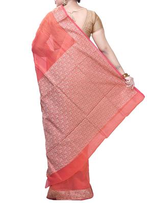 Contrast bordered saree with blouse - 15293189 - Standard Image - 2