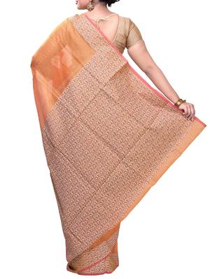 Contrast bordered saree with blouse - 15293191 - Standard Image - 2