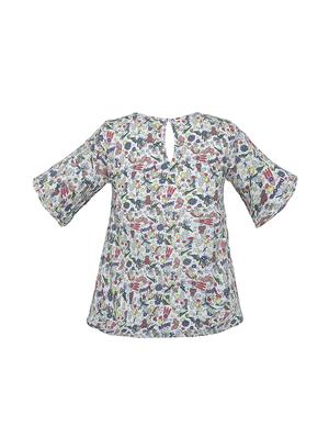 bell sleeved quirky print top - 15293419 - Standard Image - 2