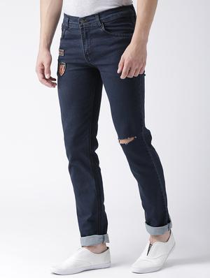 blue denim patched jeans - 15293436 - Standard Image - 2
