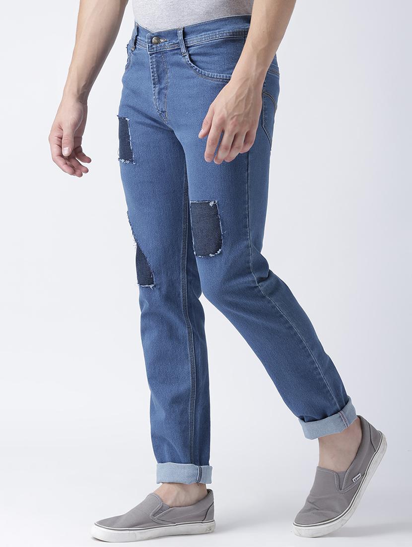 blue denim patched jeans - 15293440 - Zoom Image - 2
