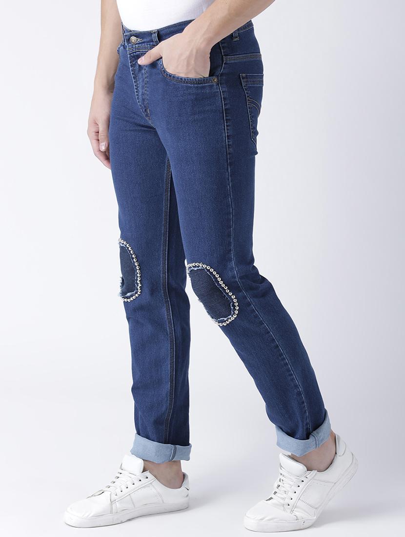 blue denim patched jeans - 15293449 - Zoom Image - 2
