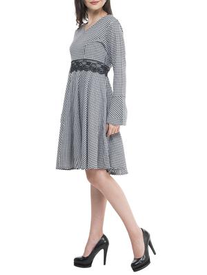 black checkered cotton fit & flare dress - 15293473 - Standard Image - 2