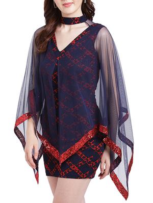 cape sleeved sheath dress - 15296198 - Standard Image - 2