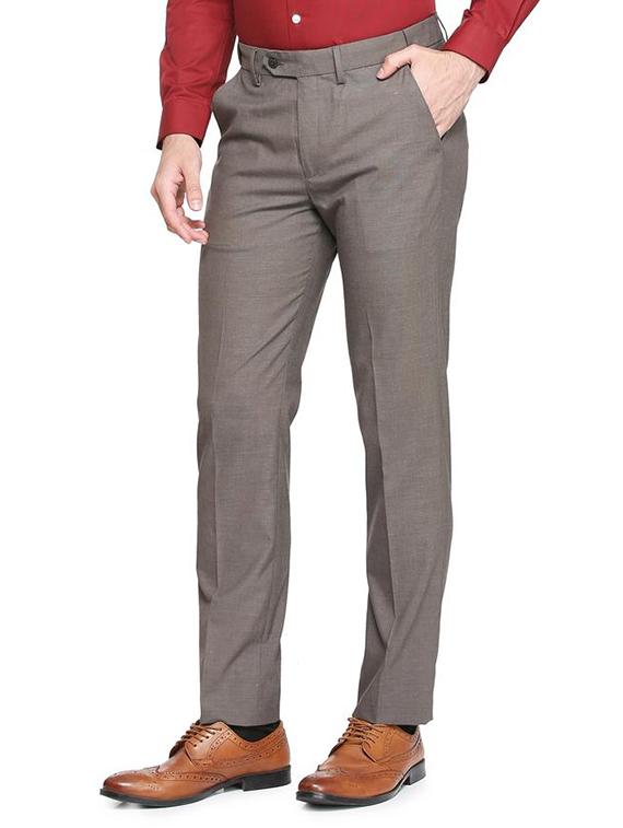 grey polyester blend flat front formal trouser - 15296332 - Zoom Image - 2