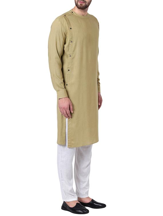 beige rayon kurta pyjama set - 15296385 - Zoom Image - 2