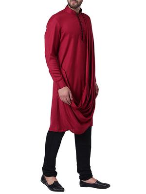 maroon rayon kurta pyjama set - 15296405 - Standard Image - 2