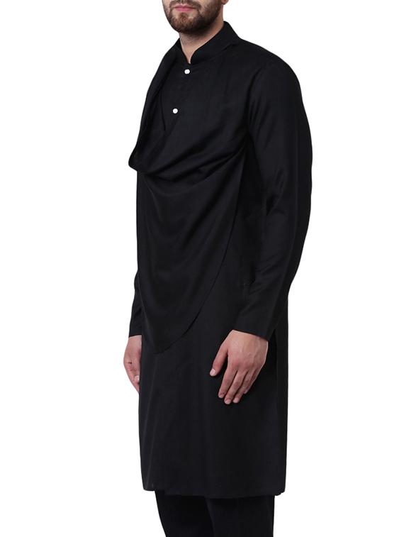 black rayon long kurta - 15296442 - Zoom Image - 2