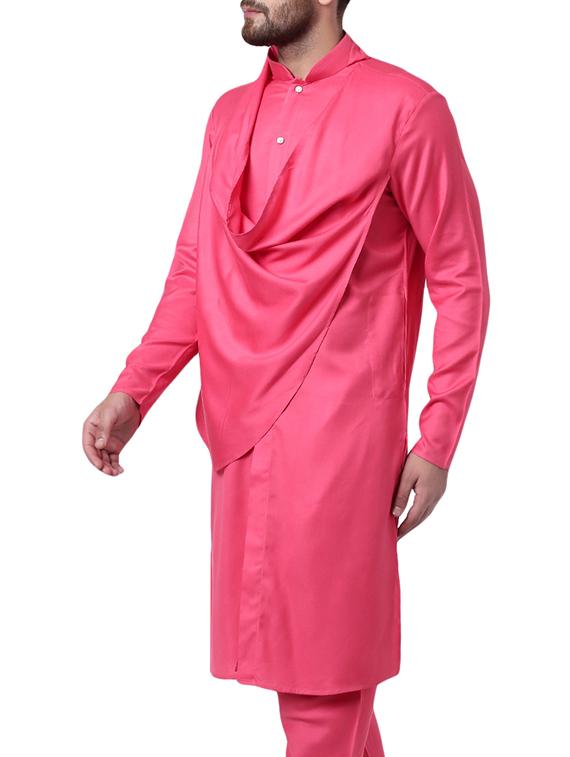pink rayon long kurta - 15296444 - Zoom Image - 2